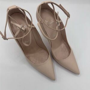 Christian Louboutin Tan Stiletto Heels with Ankle Straps